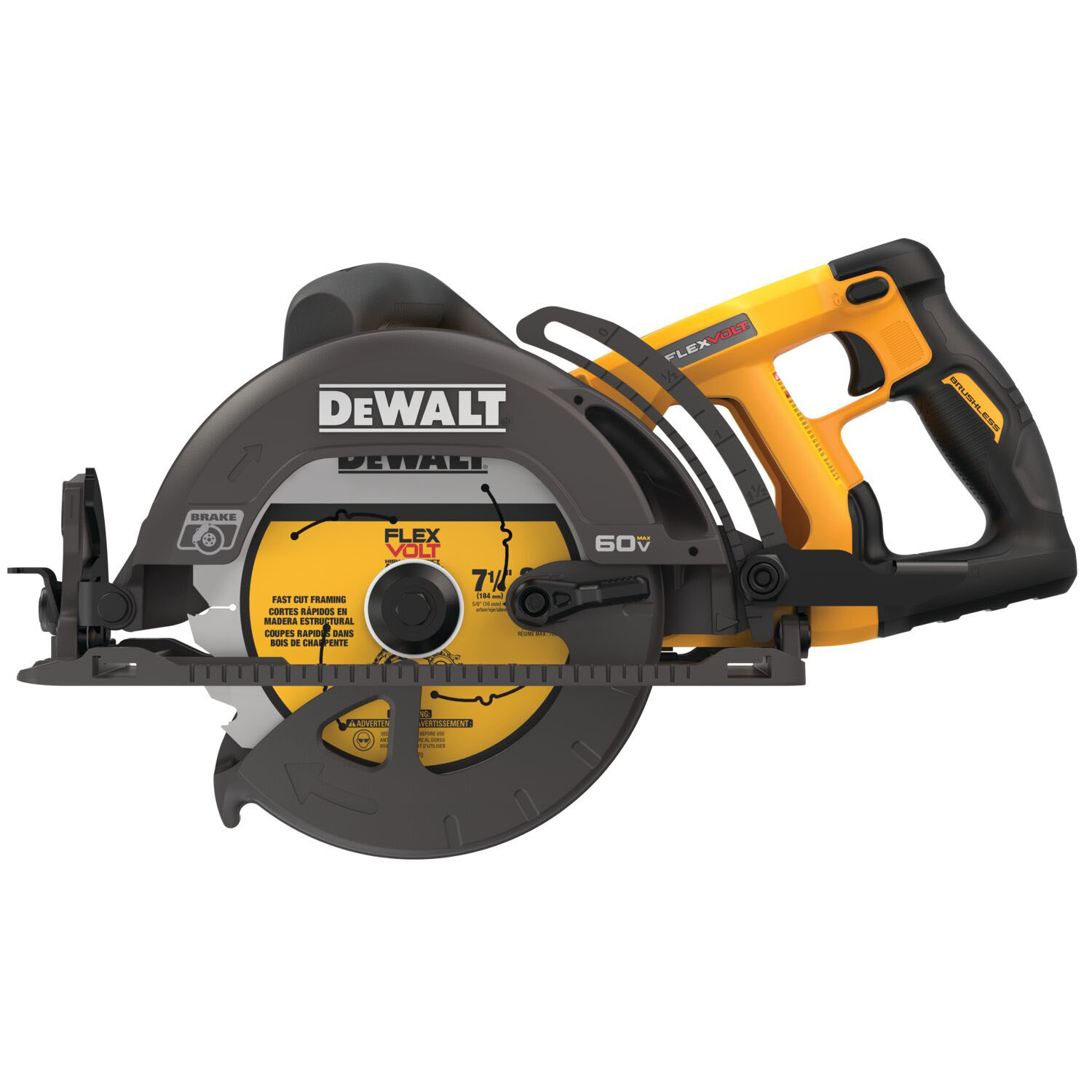 FLEXVOLT 60V MAX 7-1/4 IN. CORDLESS WORM DRIVE STYLE SAW (TOOL ONLY)