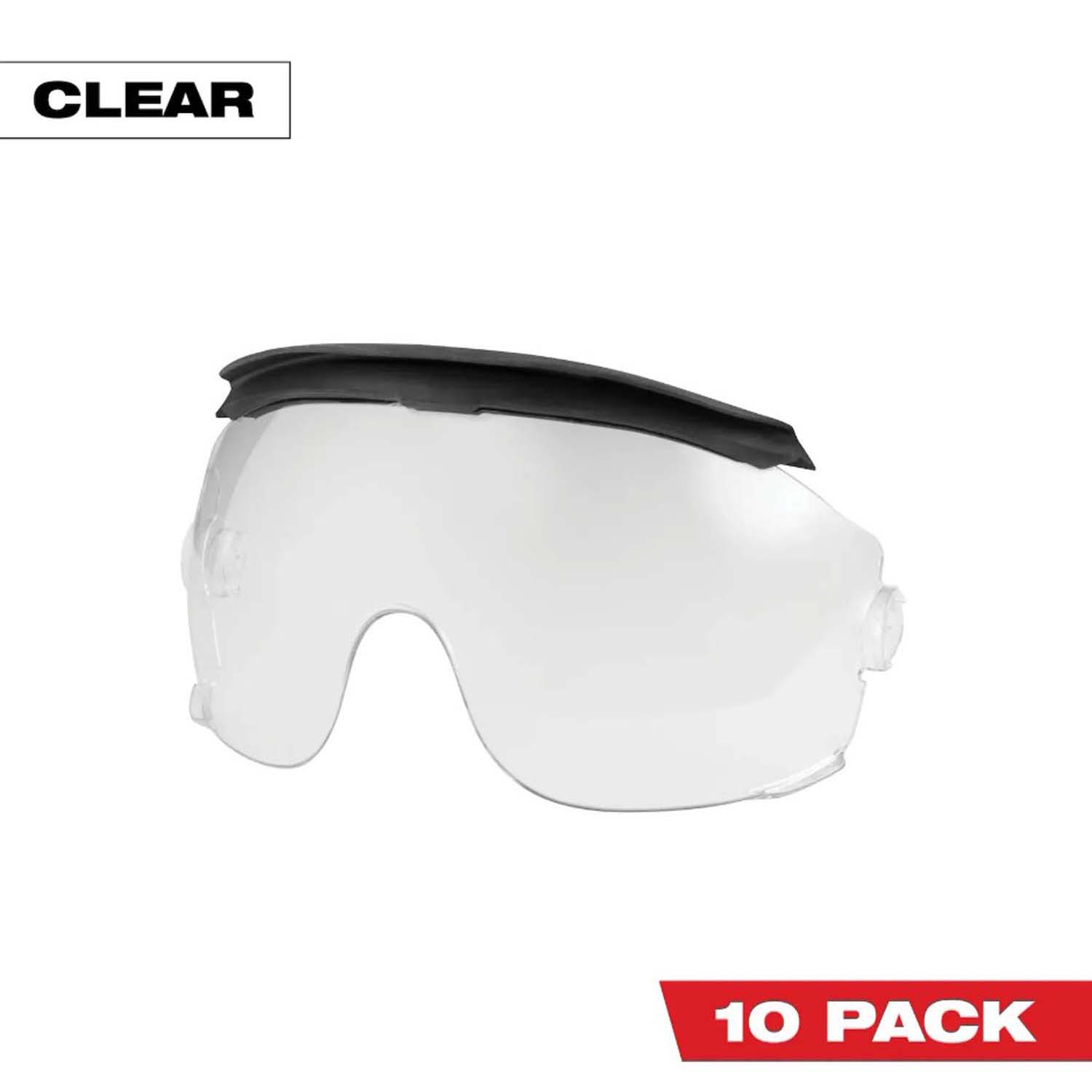 10PK CLEAR GASKETED EYE VISOR REPLACEMENT LENSES FOR BOLT HELMETS AND HARD HATS