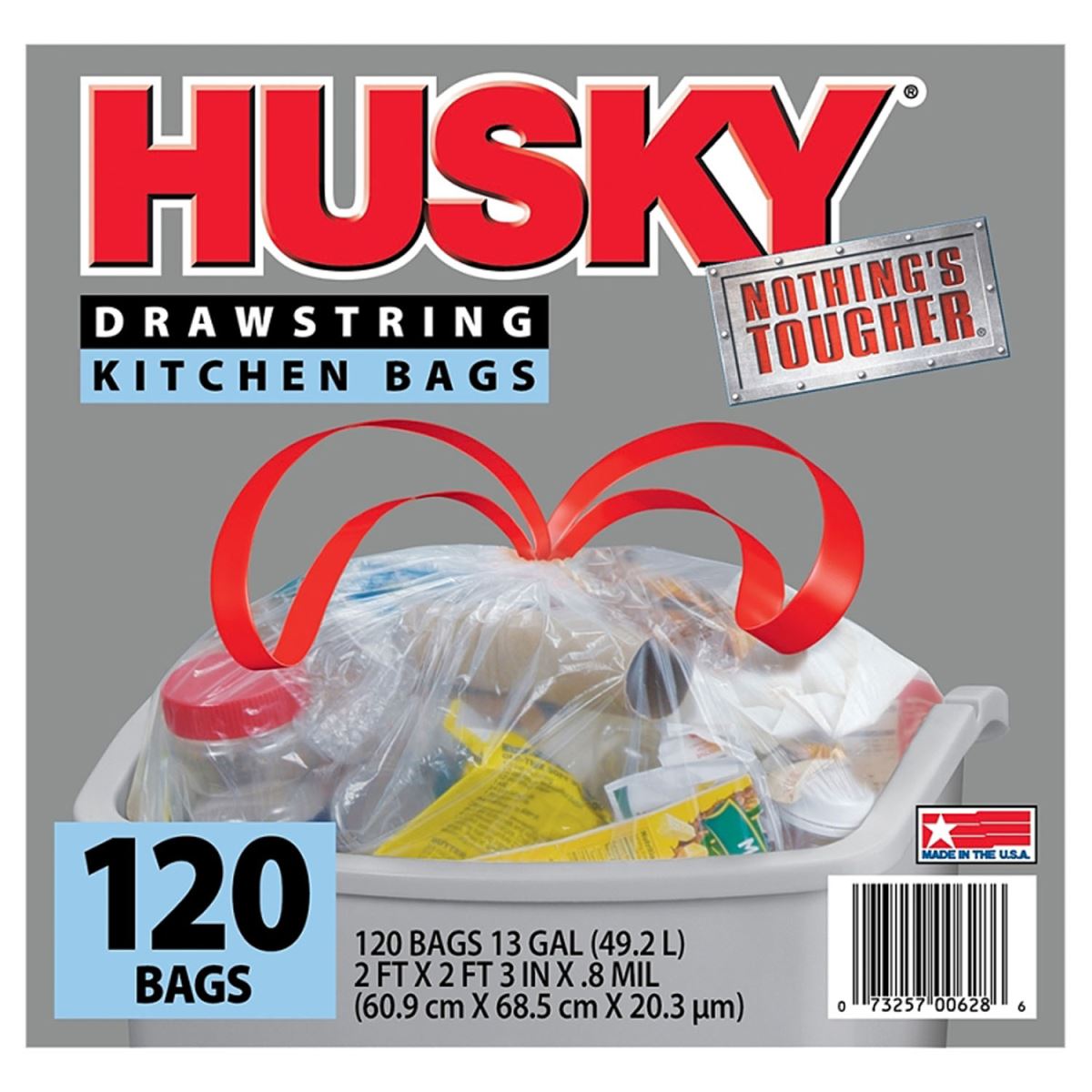 13 GALLON TRASH BAGS 1 FT. 11-3/4 IN. LONG X 2 FT. 5 IN WIDE 120 COUNT BOX