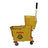 35 QT. YELLOW PLASTIC MOP BUCKET COMBO WITH RINGER AND 3 IN. CASTERS