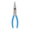 HEAVY DUTY LONG NOSE PLIER WITH CUTTER 8 IN OAL CROSS HATCHED JAW ERGONOMIC