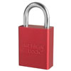 Red Anodized Aluminum Safety Padlock 1-1/2 IN. WIDE WITH 1 IN. Tall Shackle