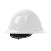 WHITE FULL BRIM HARD HAT WITH HDPE SHEL 4-POINT SUSPENSION AND WHEEL RATCHET ADJUSTMENT